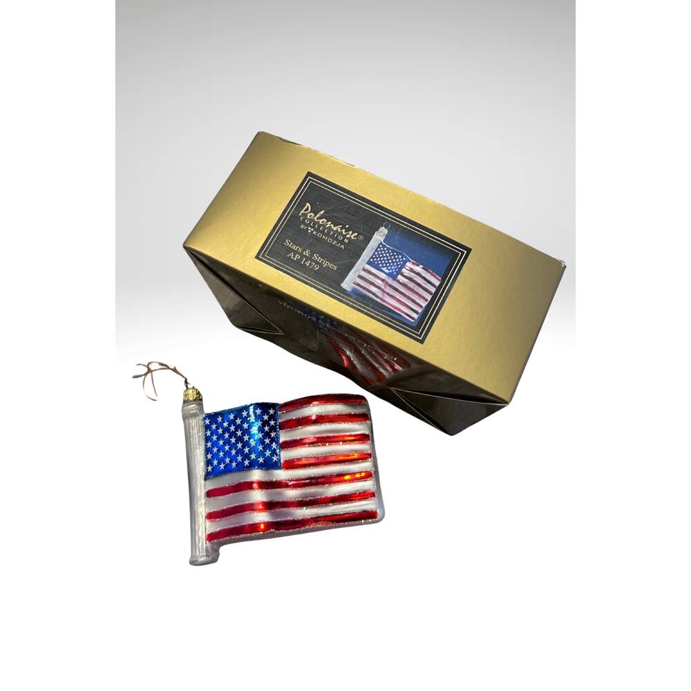 Kurt Adler Stars & Stripes American Flag Ap 1479 Polonaise Ornament